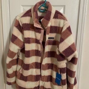 Columbia Striped sherpa jacket - Pink and Cream